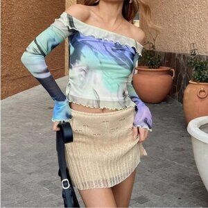 Princess Polly MACAULAY KNIT MINI SKIRT BEIGE 4